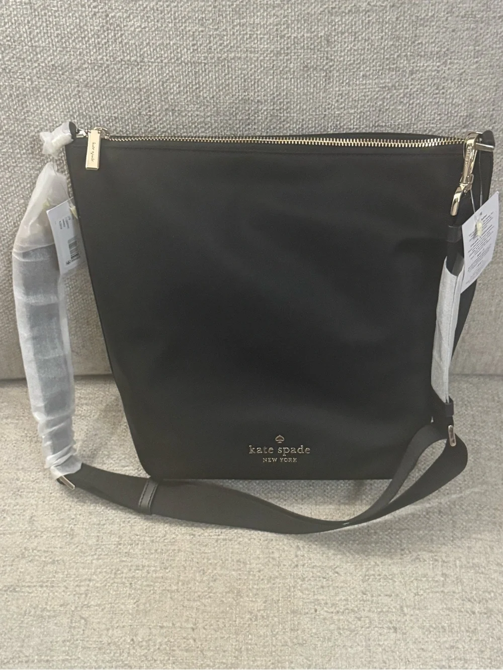 kate spade Black Nylon Crossbody Bag with Gold Hardware